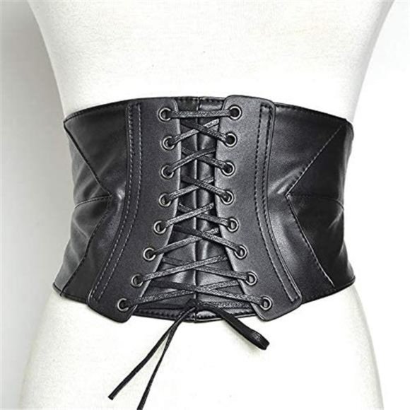 Women Vintage Lace-up Corset Belts,Retro Elastic Cinch Waist Belt